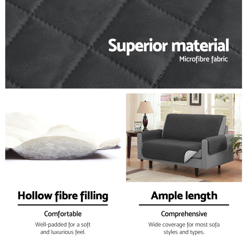 Artiss Sofa Cover Quilted Couch Covers Lounge Protector Slipcovers 2 Seater Dark Grey - Sale Now