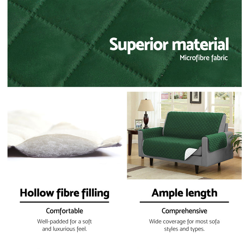 Artiss Sofa Cover Quilted Couch Covers Lounge Protector Slipcovers 2 Seater Green - Sale Now