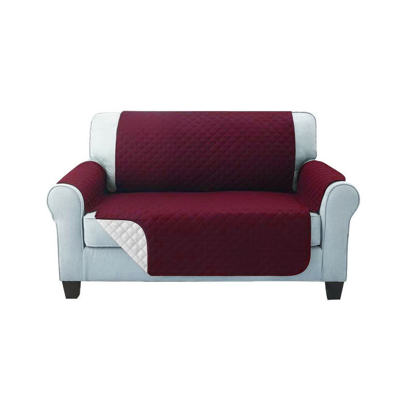 Artiss Sofa Cover Quilted Couch Covers Lounge Protector Slipcovers 2 Seater Burgundy - Sale Now
