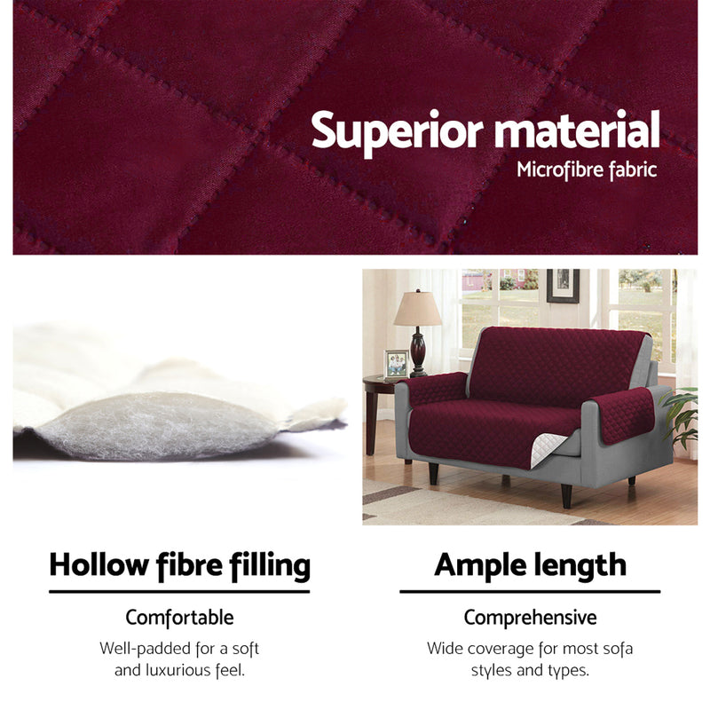 Artiss Sofa Cover Quilted Couch Covers Lounge Protector Slipcovers 2 Seater Burgundy - Sale Now
