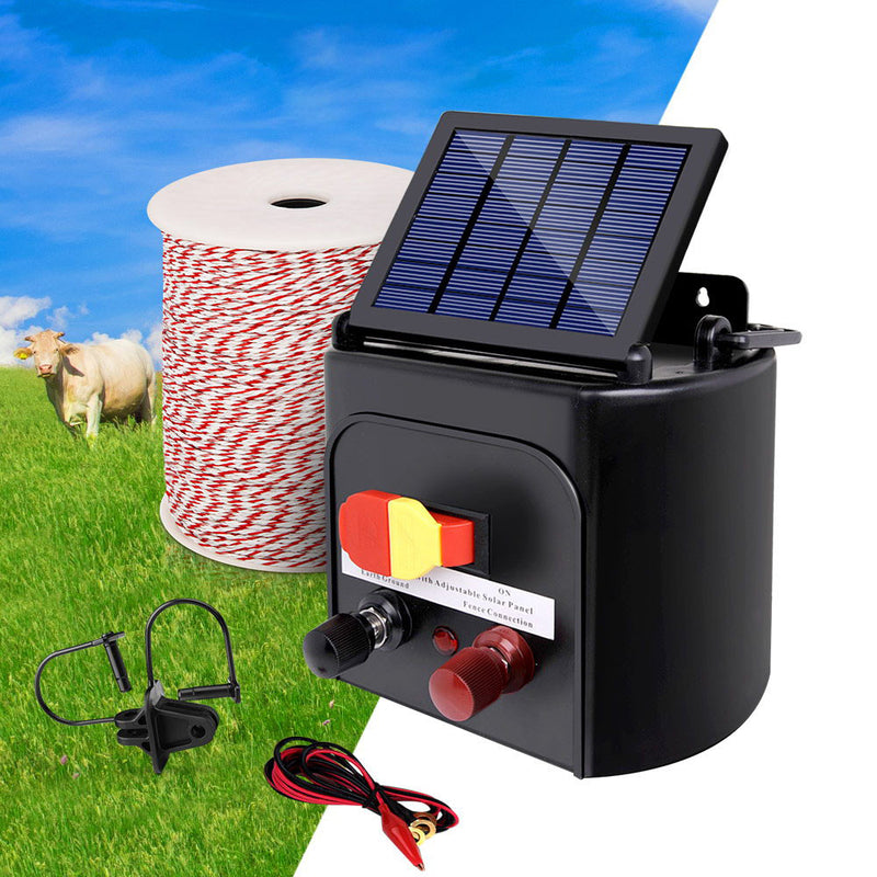 Giantz 3km Solar Electric Fence Energiser Charger with 500M Tape and 25pcs Insulators - Sale Now