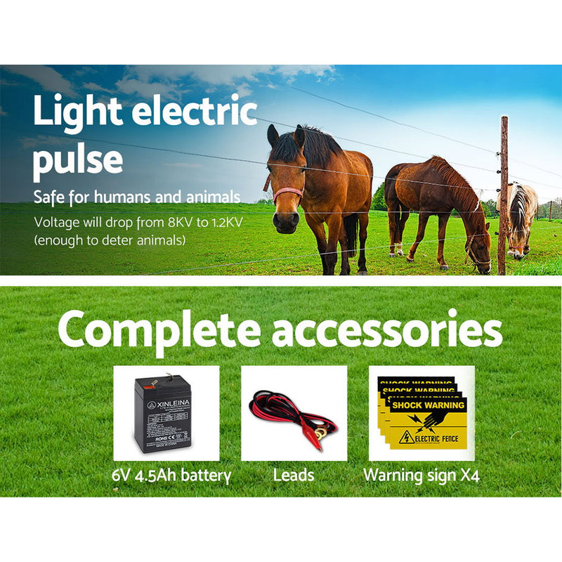 Giantz 5km Solar Electric Fence Charger Energiser - Sale Now