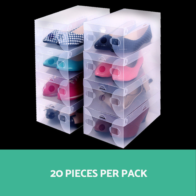 Set of 20 Transparent Stackable Shoe Storage Box - Sale Now