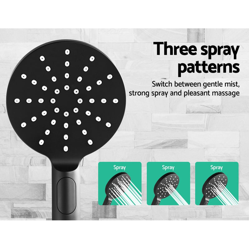 Cefito WELS 9'' Rain Shower Head Set Round Handheld High Pressure Wall Black - Sale Now