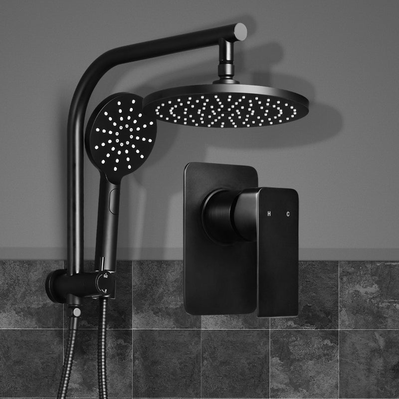 Cefito WELS 9'' Rain Shower Head Mixer Round Handheld High Pressure Wall Black - Sale Now