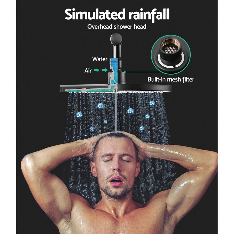 Cefito WELS 9'' Rain Shower Head Taps Round Handheld High Pressure Wall Black - Sale Now