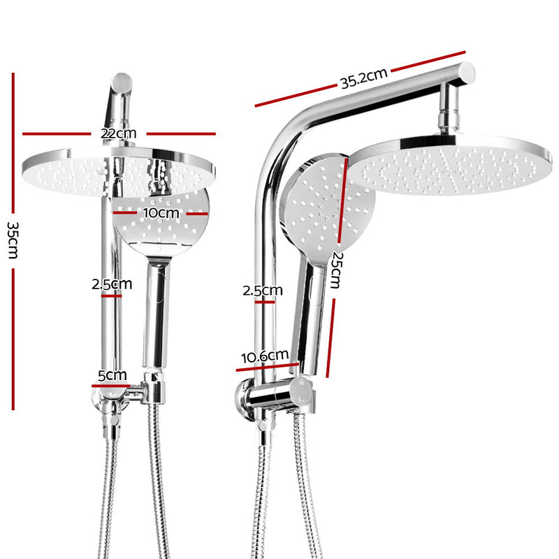 Cefito WELS 9'' Rain Shower Head Set Round Handheld High Pressure Wall Chrome - Sale Now
