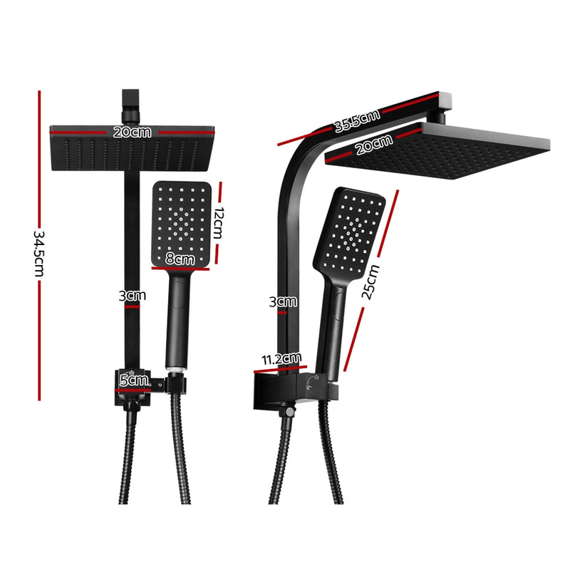 Cefito WELS 8'' Rain Shower Head Set Square Handheld High Pressure Wall Black - Sale Now