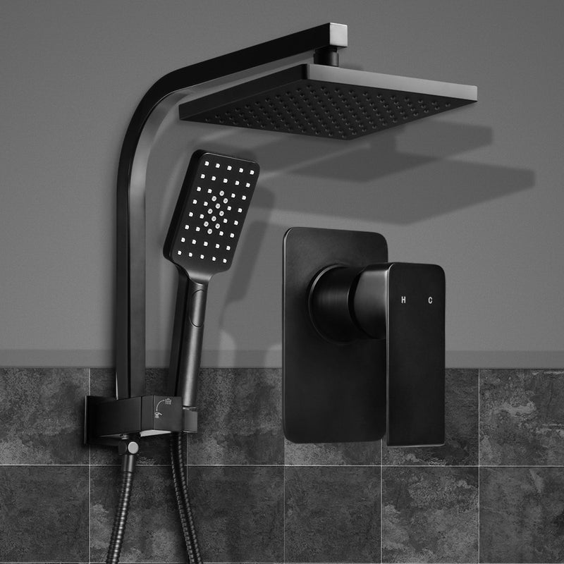 Cefito WELS 8'' Rain Shower Head Mixer Square Handheld High Pressure Wall Black - Sale Now
