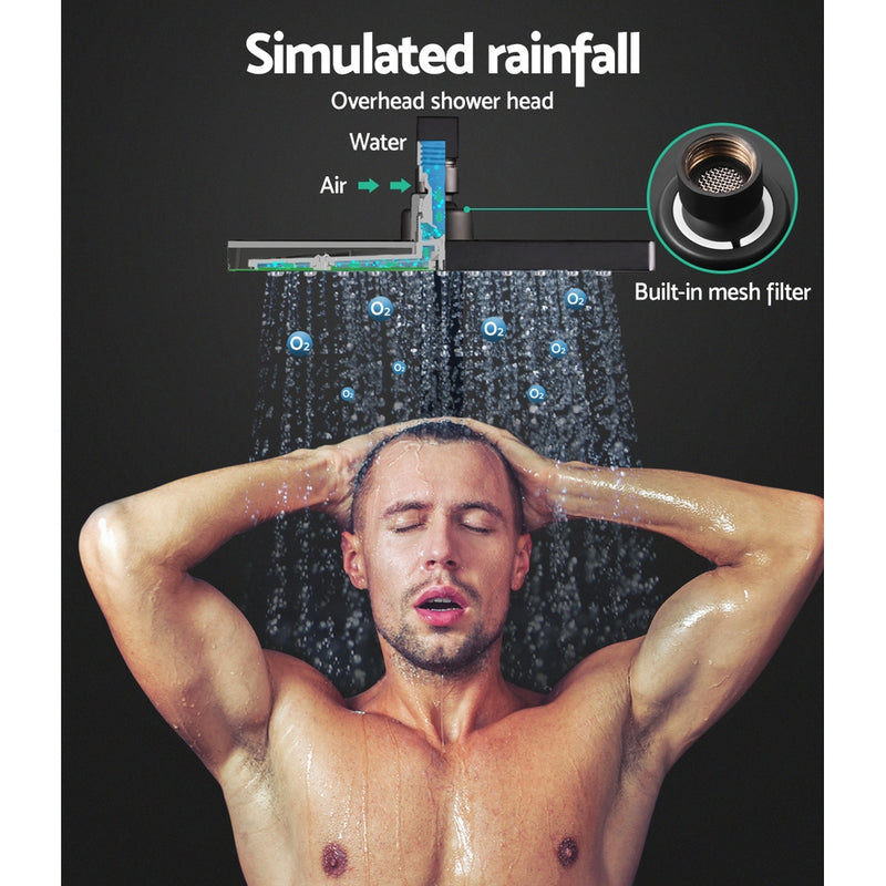 Cefito WELS 8'' Rain Shower Head Taps Square Handheld High Pressure Wall Black - Sale Now