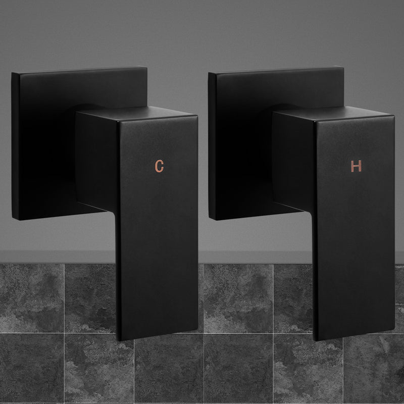 Cefito Bathroom Taps Faucet Rain Shower Head Set Hot And Cold Diverter DIY Black - Sale Now