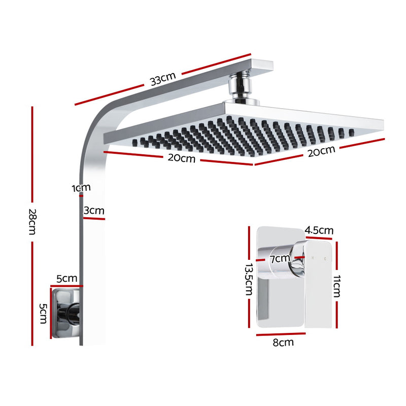 Cefito WElS 8'' Rain Shower Head Mixer Square High Pressure Wall Arm DIY Chrome - Sale Now
