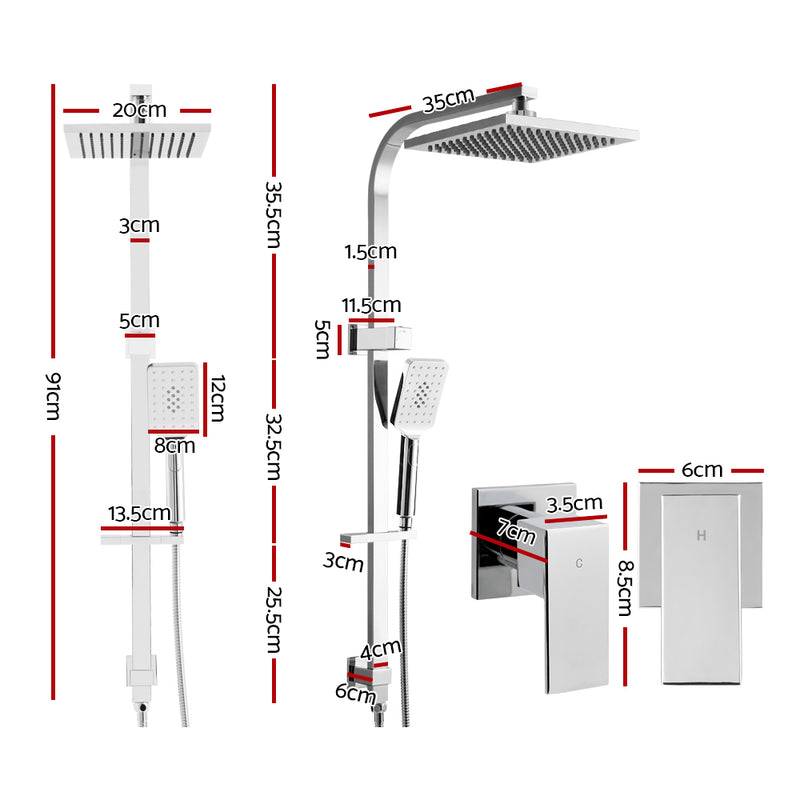 Cefito WELS 8'' Rain Shower Head Taps Square Handheld High Pressure Wall Chrome - Sale Now