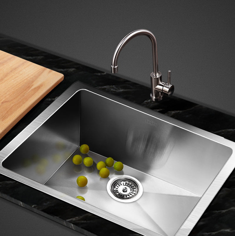 Cefito Stainless Steel Kitchen Sink 510X450MM Under/Topmount Sinks Laundry Bowl Silver - Sale Now