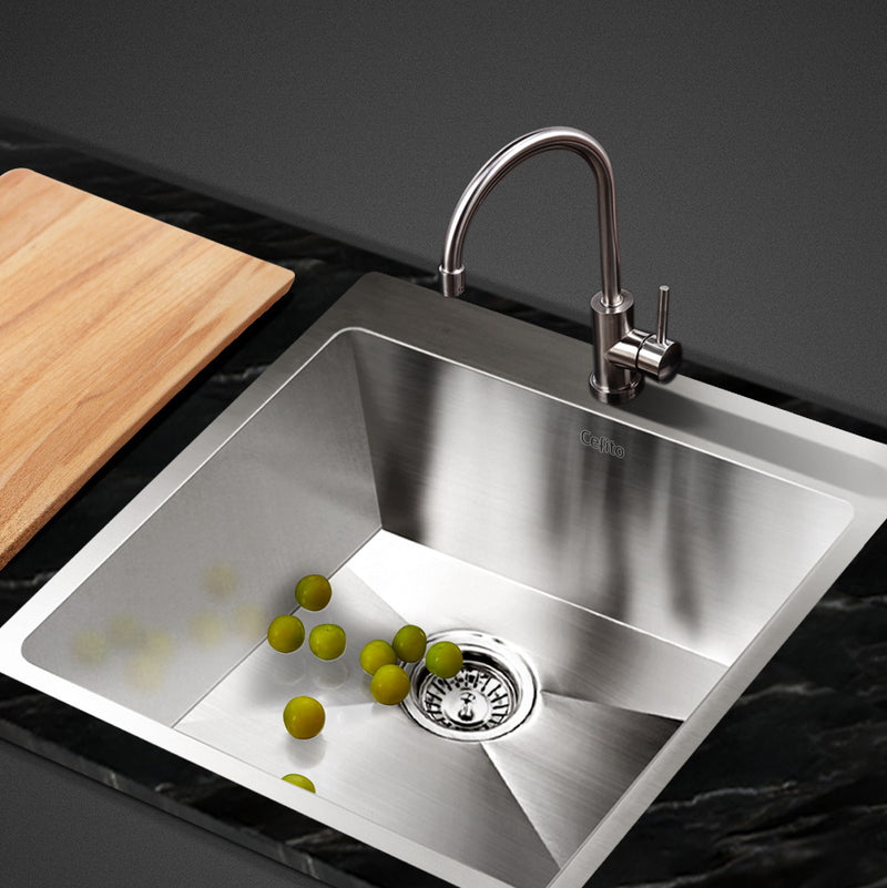 Cefito Stainless Steel Kitchen Sink 530X500MM Under/Topmount Sinks Laundry Bowl Silver - Sale Now
