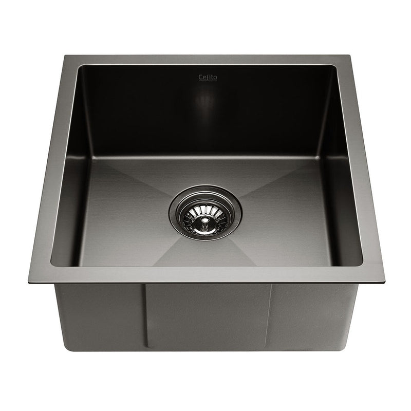 Cefito Stainless Steel Kitchen Sink 440X440MM Under/Topmount Sinks Laundry Bowl Black - Sale Now