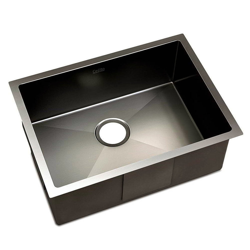 Cefito Stainless Steel Kitchen Sink 600X450MM Under/Topmount Sinks Laundry Bowl Black