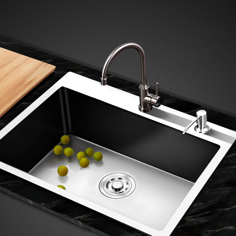 Cefito Stainless Steel Kitchen Sink 600X450MM Under/Topmount Sinks Laundry Bowl Silver - Sale Now