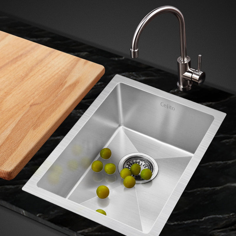 Cefito Stainless Steel Kitchen Sink 340X440MM Nano Under/Topmount Sinks Laundry Silver - Sale Now