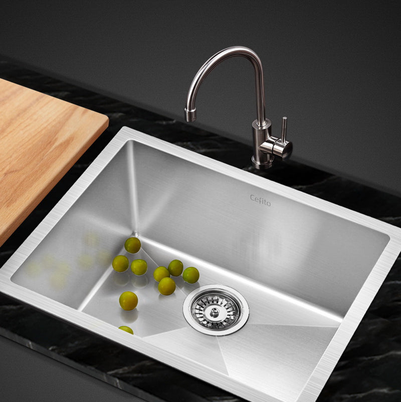 Cefito Stainless Steel Kitchen Sink 540X440MM Nano Under/Topmount Sinks Laundry Silver - Sale Now