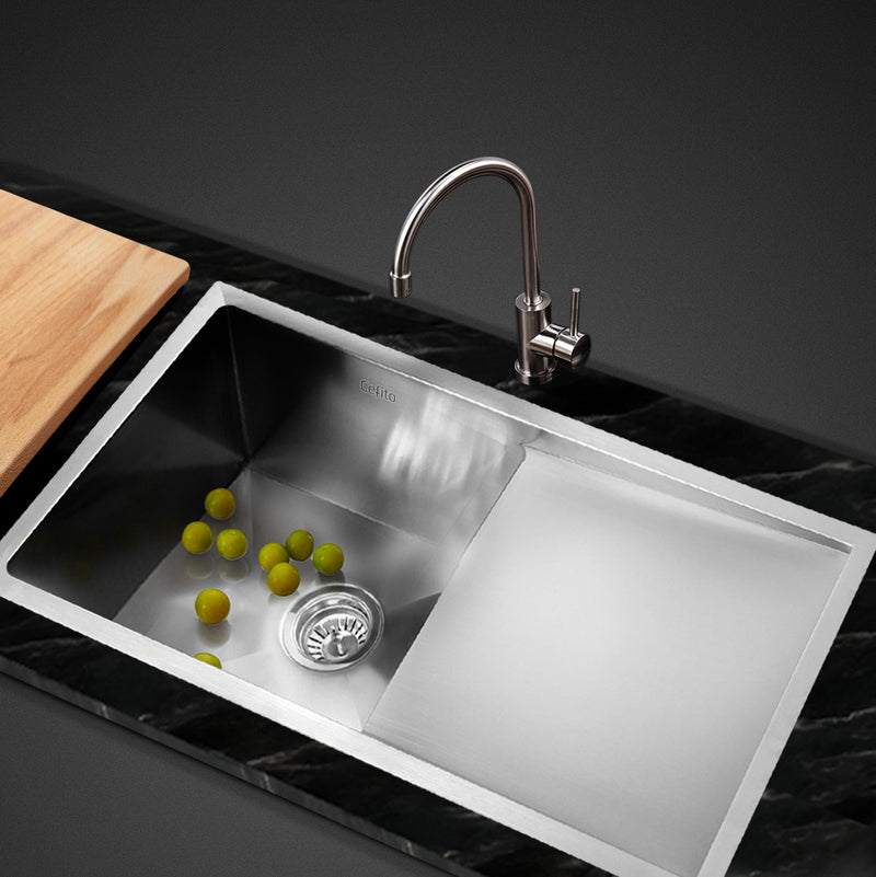 Cefito Stainless Steel Kitchen Sink 750X450MM Under/Topmount Sinks Laundry Bowl Silver - Sale Now
