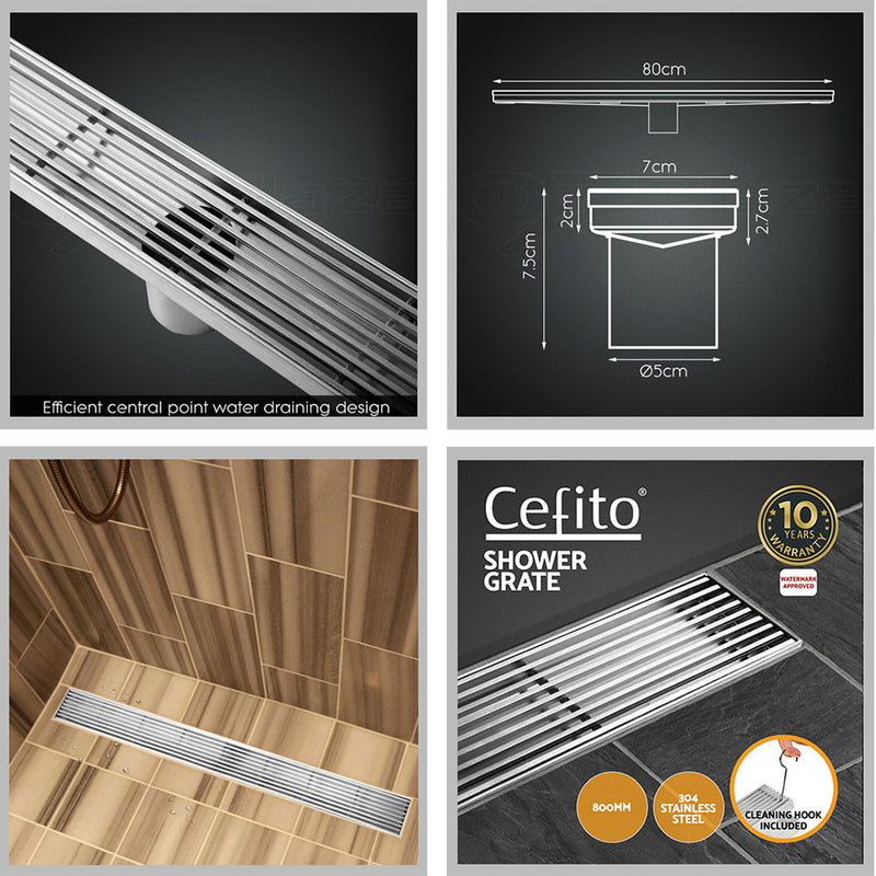 Cefito Bathroom 800mm Stainless Steel Shower Grate - Sale Now