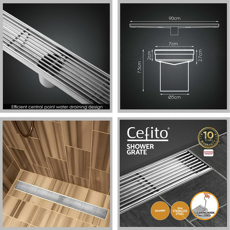 Cefito Shower Grate Heelguard 900mm Drain Stainless Steel Floor Waste Bathroom - Sale Now