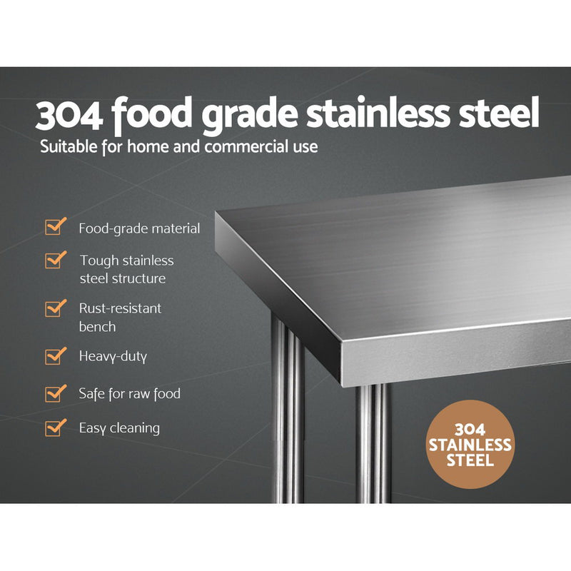 Cefito 1219 x 610mm Commercial Stainless Steel Kitchen Bench - Sale Now