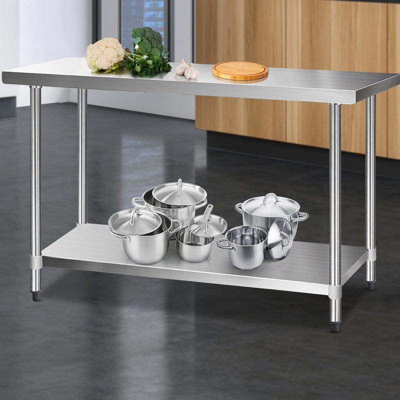 Cefito 1524 x 610mm Commercial Stainless Steel Kitchen Bench - Sale Now