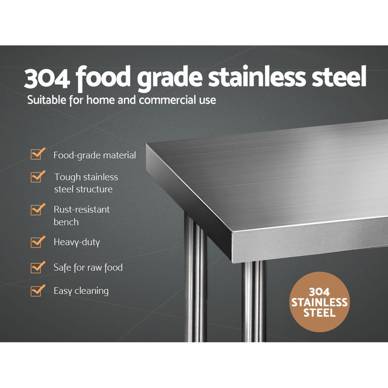 Cefito 1829 x 610mm Commercial Stainless Steel Kitchen Bench - Sale Now