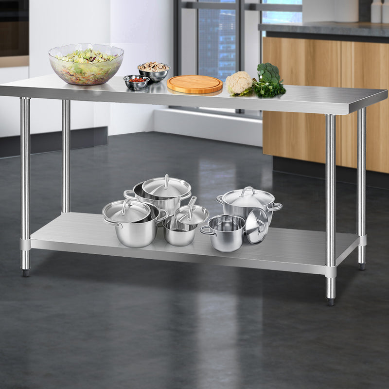 Cefito 1829 x 610mm Commercial Stainless Steel Kitchen Bench - Sale Now
