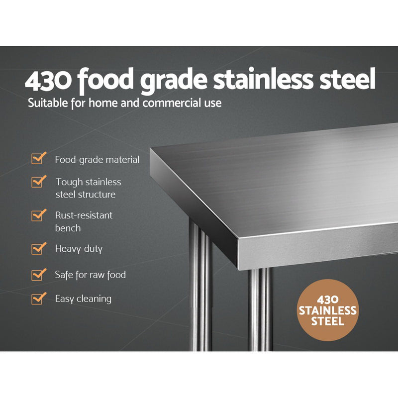 Cefito 610 x 610m Commercial Stainless Steel Kitchen Bench - Sale Now
