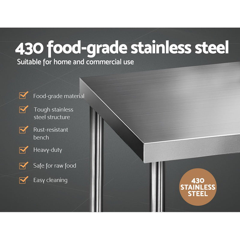 Cefito 762 x 762mm Commercial Stainless Steel Kitchen Bench - Sale Now