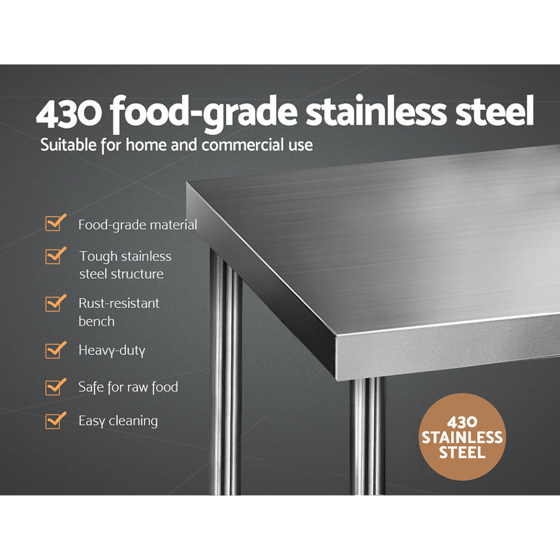 Cefito 1219 x 762mm Commercial Stainless Steel Kitchen Bench - Sale Now