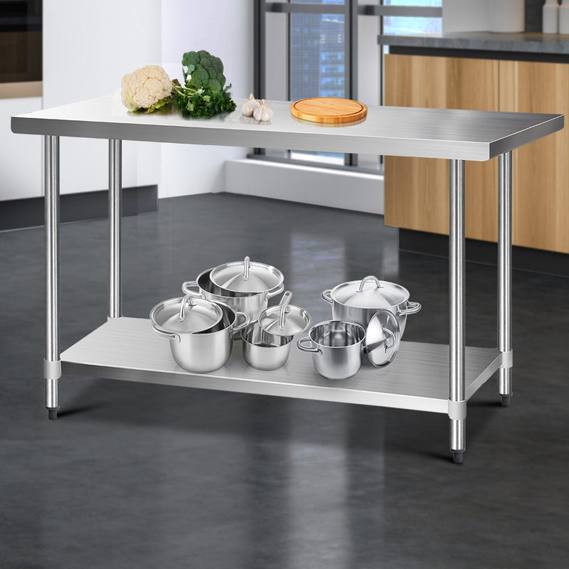Cefito 1524 x 762mm Commercial Stainless Steel Kitchen Bench - Sale Now