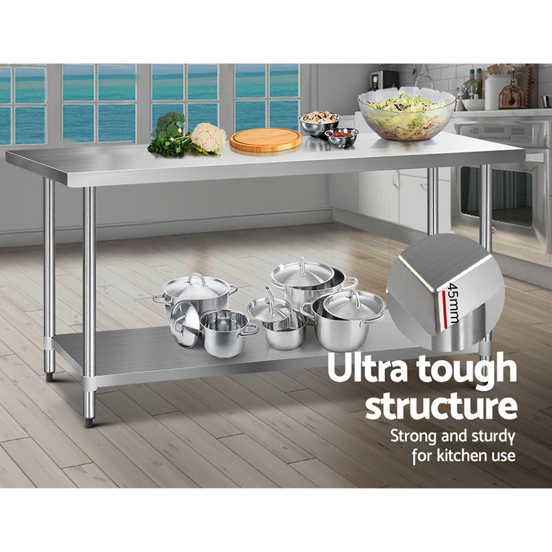 Cefito 1829 x 762mm Commercial Stainless Steel Kitchen Bench - Sale Now