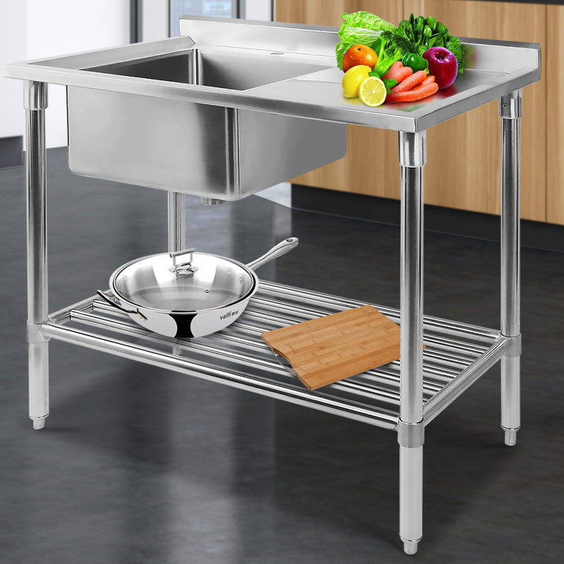 Cefito 100x60cm Commercial Stainless Steel Sink Kitchen Bench - Sale Now
