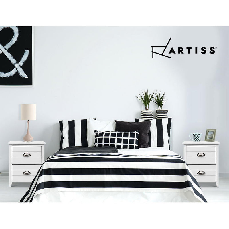 Artiss 2x Bedside Table Nightstands 2 Drawers Storage Cabinet Bedroom Side White - Sale Now