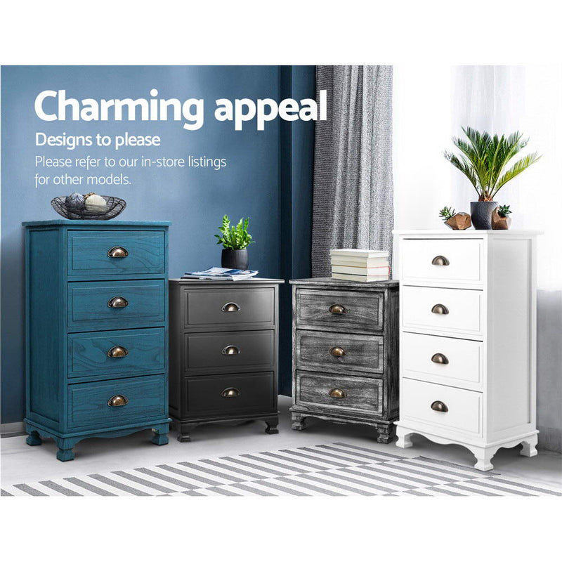 Artiss Bedside Tables Side Table Drawers Cabinet Vintage Grey Nightstand Storage - Sale Now