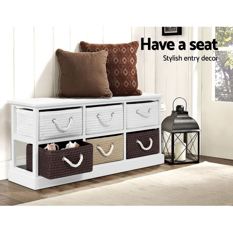 Artiss Storage Bench Shoe Organiser 6 Drawers Chest Cabinet Rack Box Shelf Stool - Sale Now