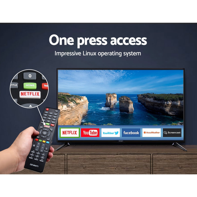 Devanti Smart TV 32 Inch LED TV 32" HD LCD Slim Screen Netflix Youtube 16:9 - Sale Now