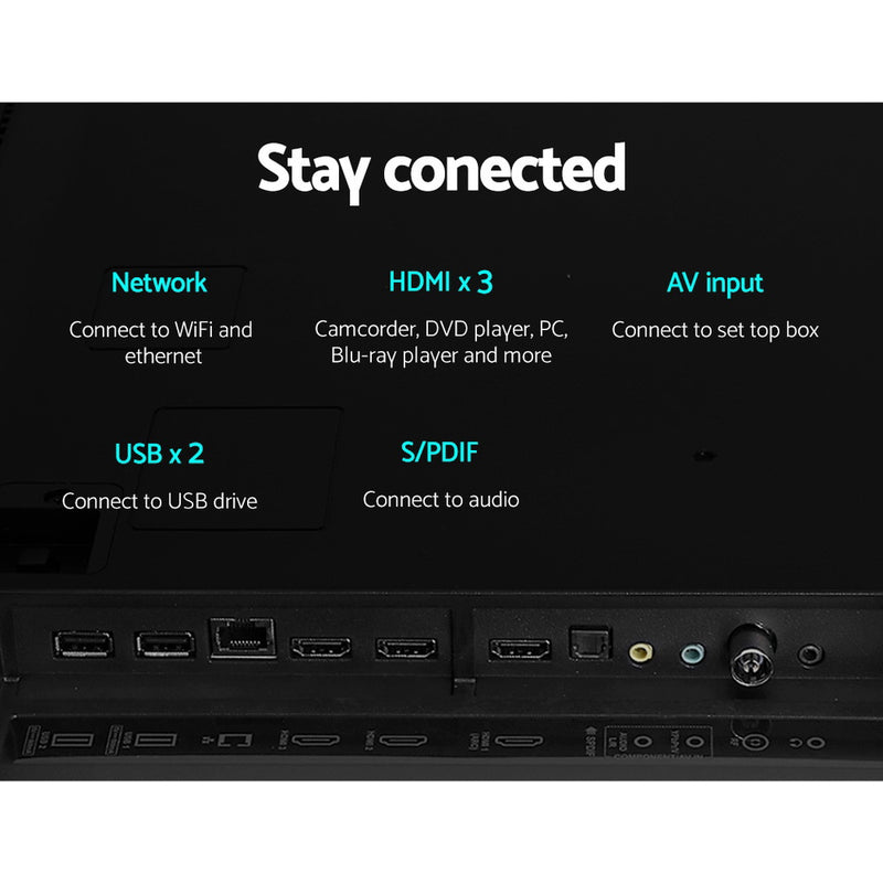 Devanti Smart LED TV 55" Inch 4K UHD HDR LCD Slim Thin Screen Netflix - Sale Now