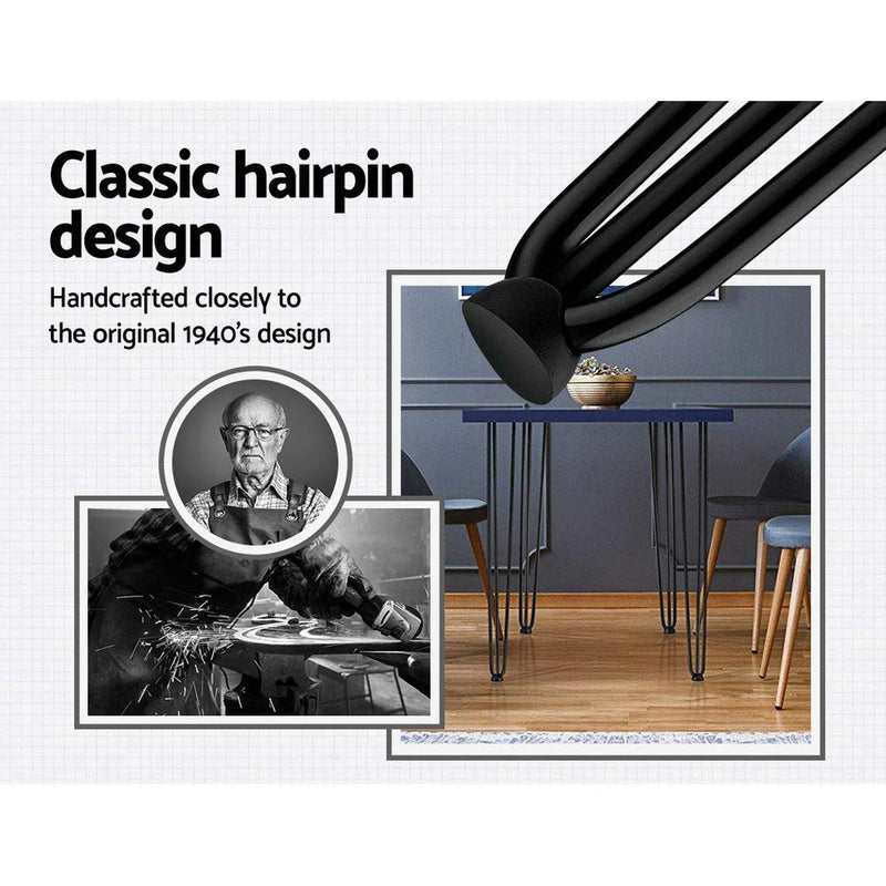 Set of 4 Hairpin Legs Coffee Dinner Table Steel Industrial Desk Bench 3 Rod Black 73CM - Sale Now
