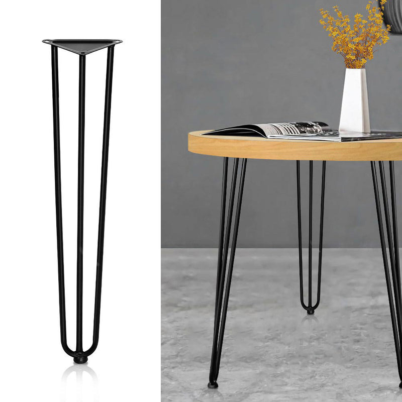 Set of 4 Hairpin Legs Coffee Dinner Table Steel Industrial Desk Bench 3 Rod Black 73CM - Sale Now
