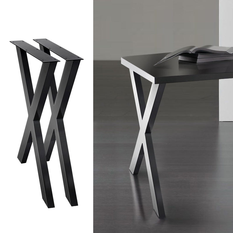 2x Metal Legs Coffee Dining Table Steel Industrial Vintage Bench X Shape 710MM - Sale Now