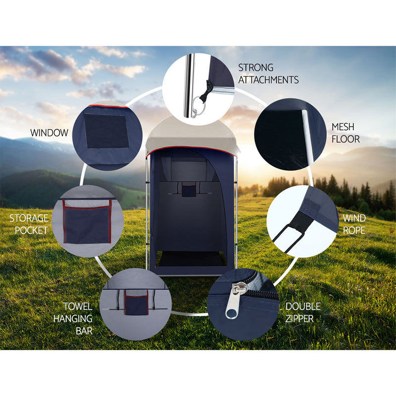 Weisshorn Camping Shower Tent Outdoor Portable Changing Room Toilet Ensuite Navy - Sale Now