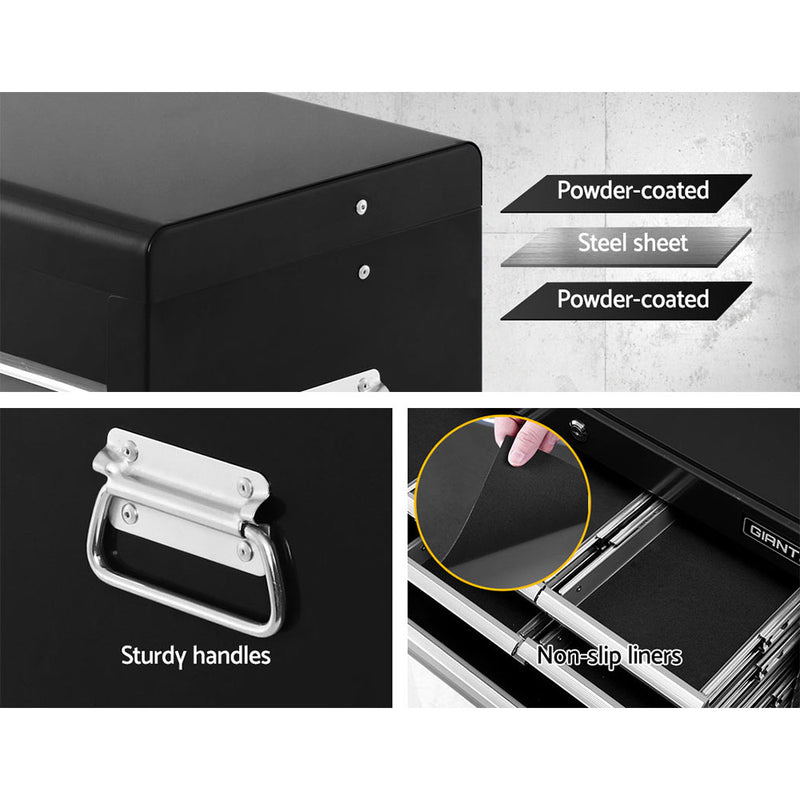 Giantz 10-Drawer Tool Box Chest Cabinet Garage Storage Toolbox Black Silver - Sale Now