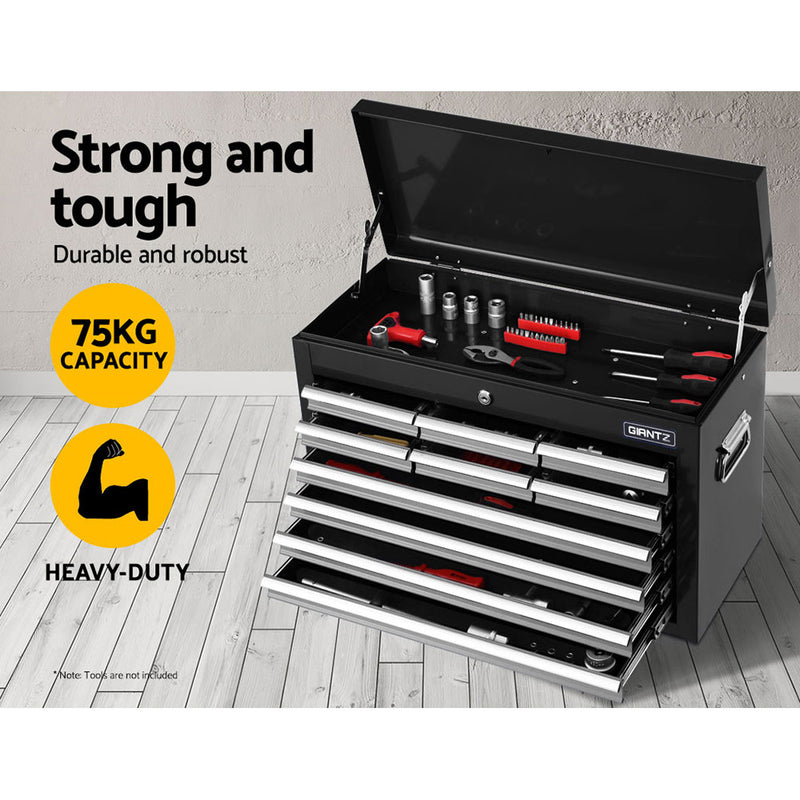 Giantz 10-Drawer Tool Box Chest Cabinet Garage Storage Toolbox Black Silver - Sale Now
