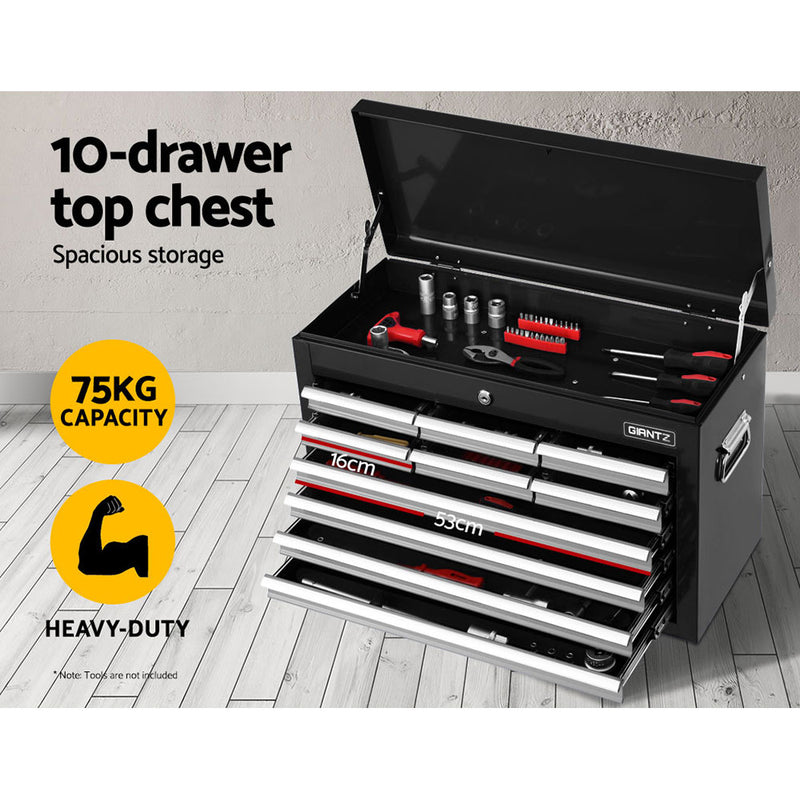 Giantz 17 Drawers Tool Box Trolley Chest Cabinet Cart Garage Mechanic Toolbox Black and Grey - Sale Now