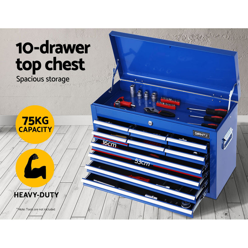Giantz 17 Drawers Tool Box Trolley Chest Cabinet Cart Garage Mechanic Toolbox Blue - Sale Now